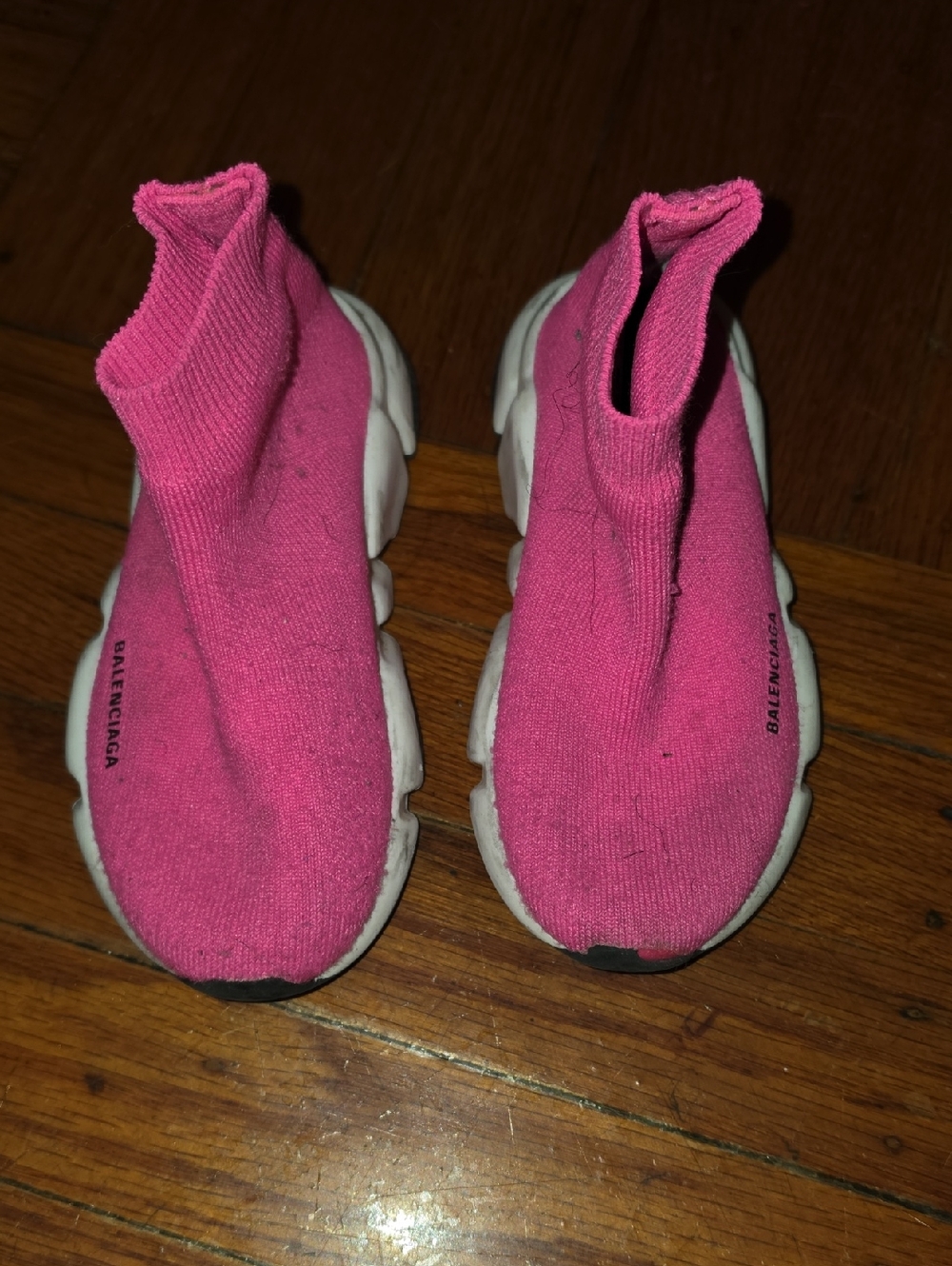 Balenciaga Kids Bright Pink Sock-Style Sneakers See Sneaker Toe Rubber Missing